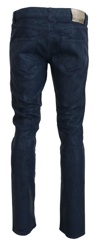 Blaue, schmal zulaufende Slim-Fit-Jeans für Herren aus lässigem Denim von Exte