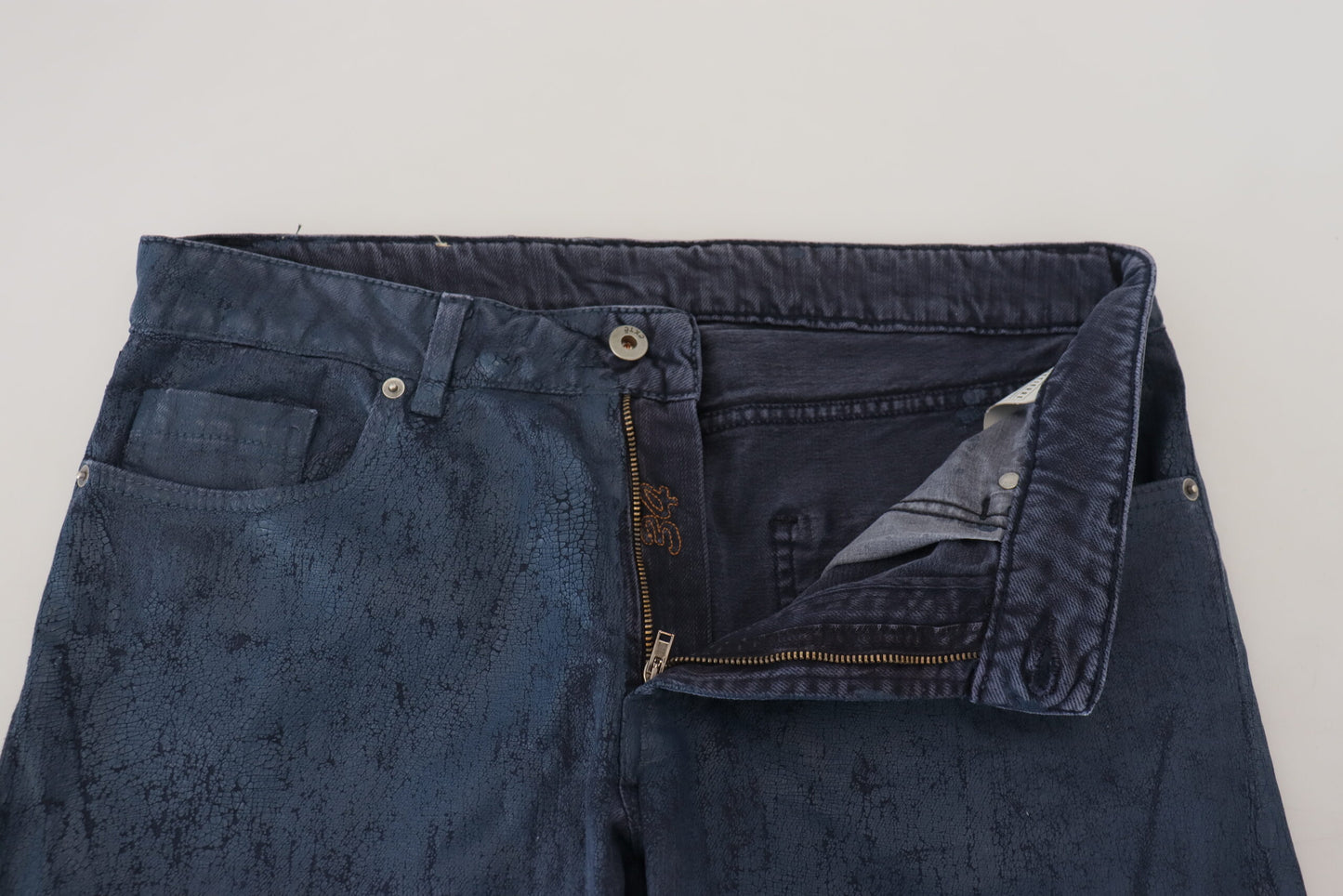 Blaue, schmal zulaufende Slim-Fit-Jeans für Herren aus lässigem Denim von Exte