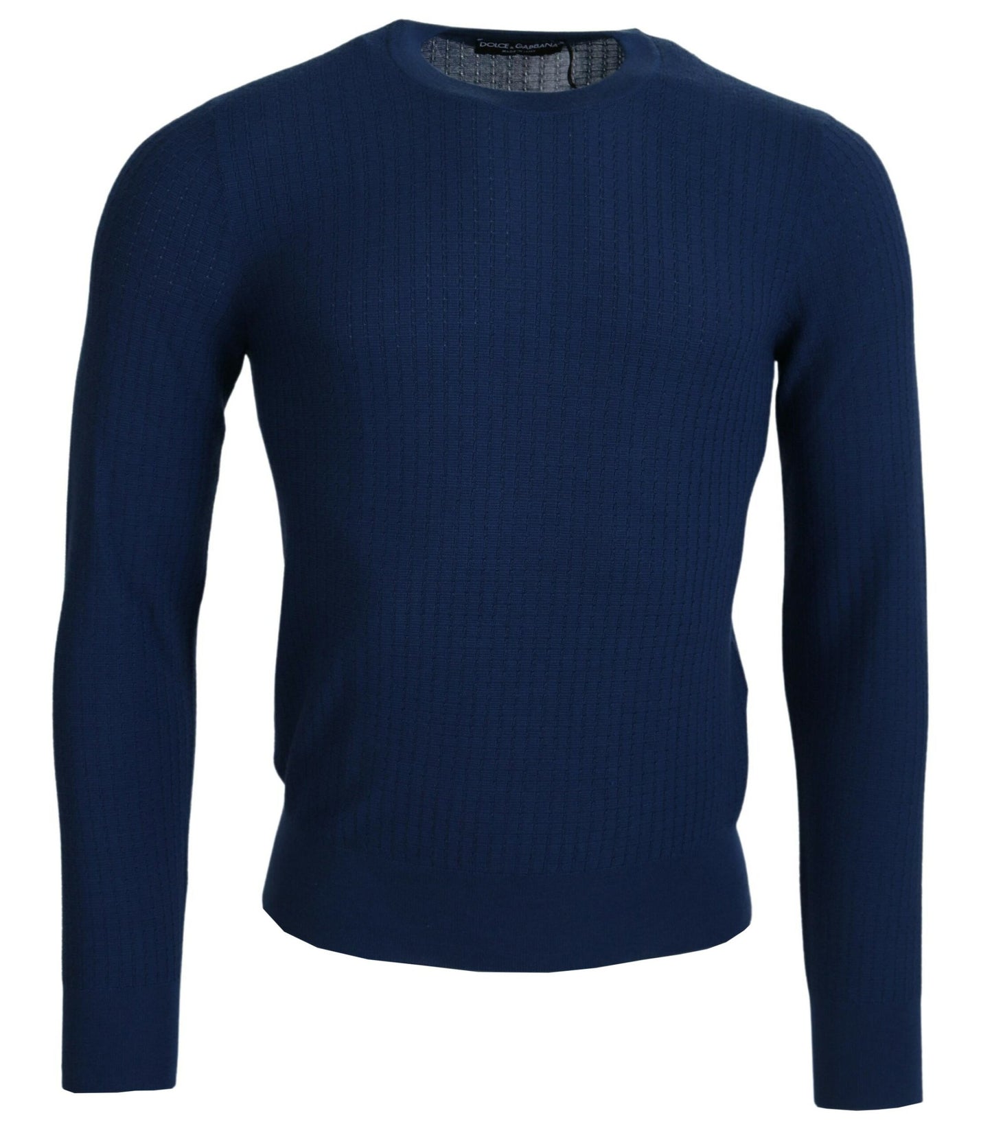 Dolce & Gabbana Blue Cashmere Roundneck 풀오버 스웨터