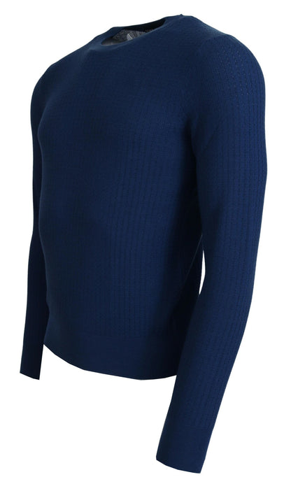 Dolce & Gabbana Blue Cashmere Roundneck 풀오버 스웨터