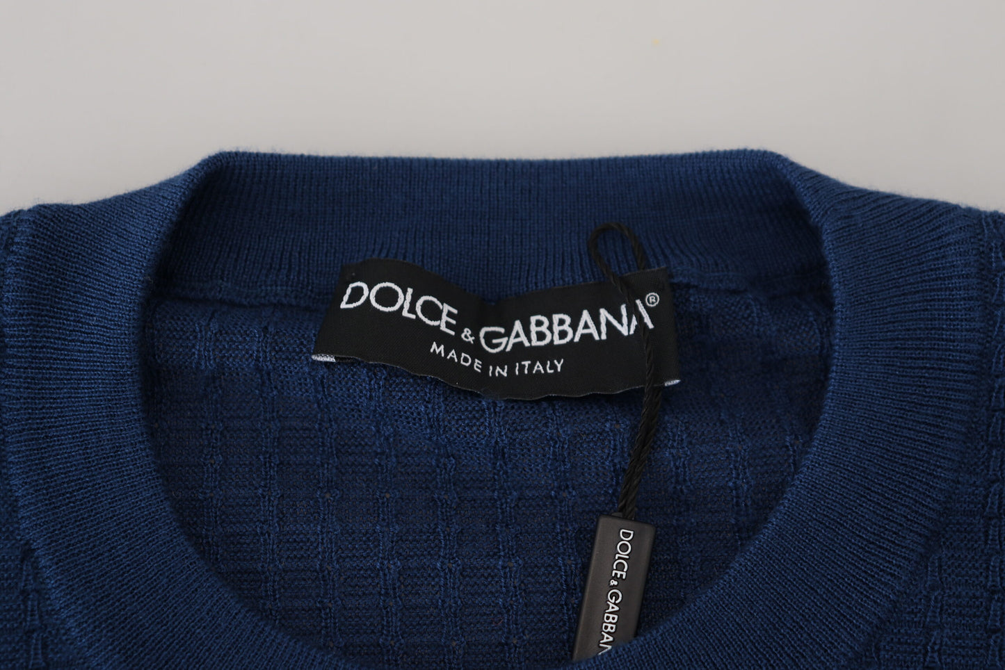 Dolce & Gabbana Blue Cashmere Roundneck 풀오버 스웨터