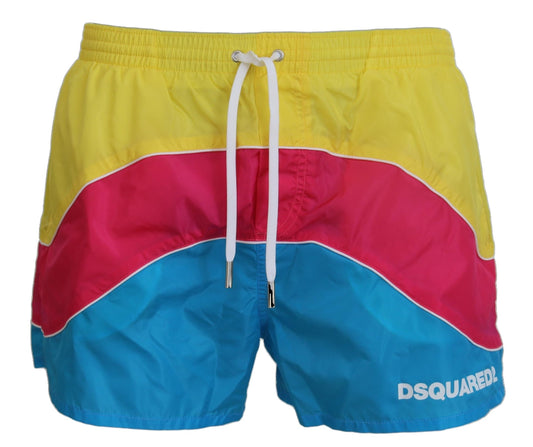 dsquared² multicolor 로고 프린트 남자 비치웨어 반바지 수영복