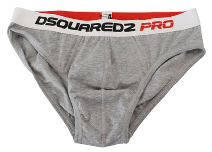 Dsquared² Graues Logo Cotton Stretch Herren Slip PRO Unterwäsche