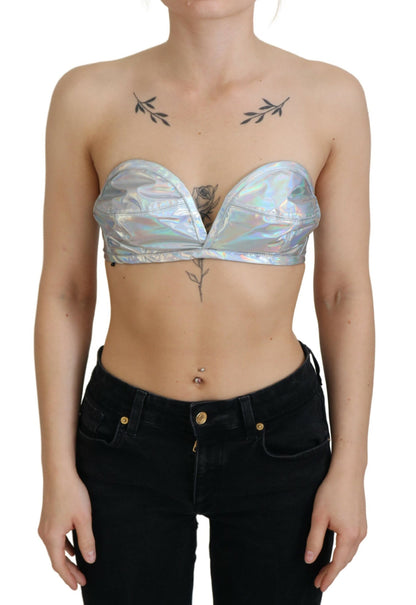 Dolce & Gabbana Silver Holographic Effect Bustier Brassiere 상단