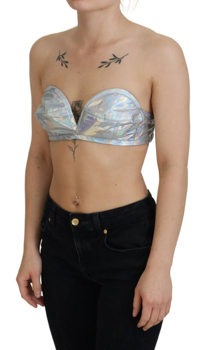 Dolce & Gabbana Silver Holographic Effect Bustier Brassiere 상단