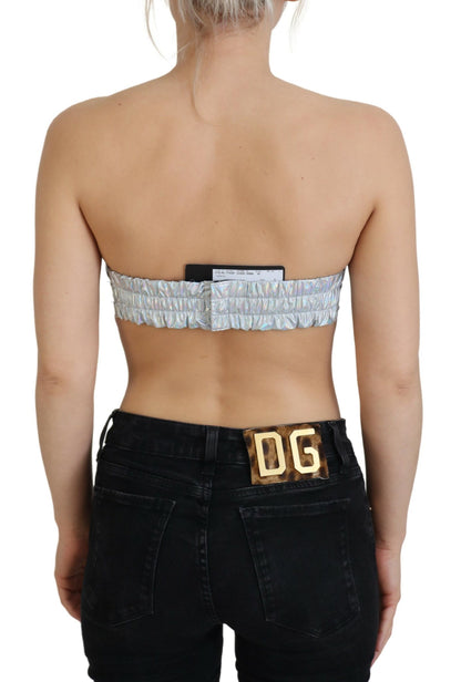 Dolce & Gabbana Silver Holographic Effect Bustier Brassiere 상단