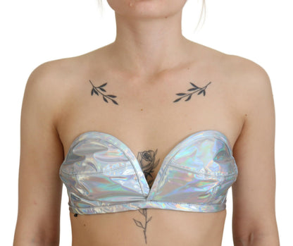 Dolce & Gabbana Silver Holographic Effect Bustier Brassiere 상단