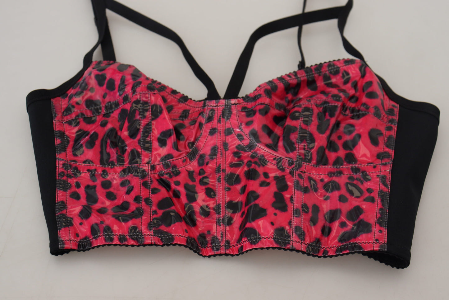 Dolce & Gabbana Pink Leopard 프린트 크롭 Bustier Corset Top