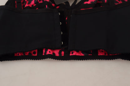 Dolce & Gabbana Pink Leopard 프린트 크롭 Bustier Corset Top