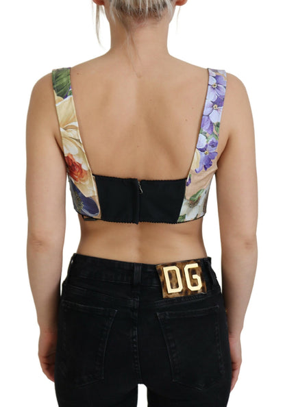 Dolce & Gabbana 멀티 컬러 꽃 자른 Bustier Corset 상단