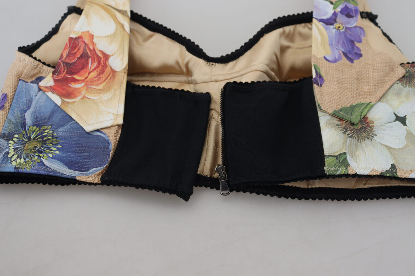 Dolce & Gabbana 멀티 컬러 꽃 자른 Bustier Corset 상단