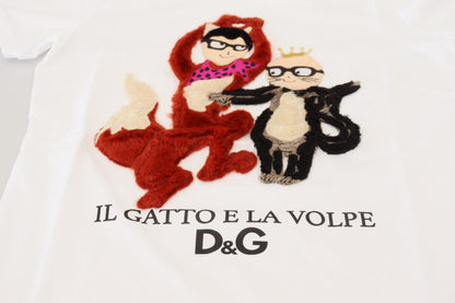 Dolce & Gabbana 티셔츠 상단 흰색 질감의 짧은 슬리브