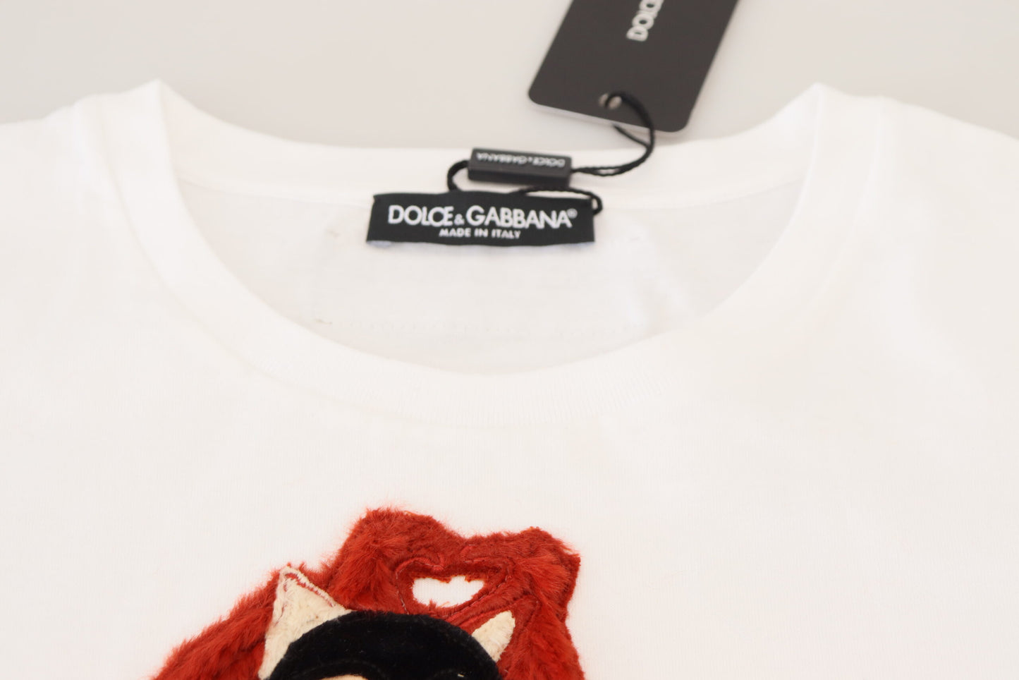 Dolce & Gabbana 티셔츠 상단 흰색 질감의 짧은 슬리브