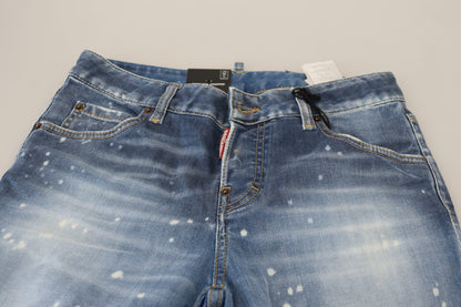 Dsquared² Coole Girl-Jeans aus blauem Baumwoll-Jeansstoff mit niedriger Taille und kurzem Schnitt