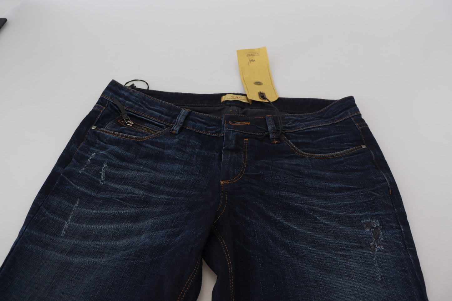 Blaue, gerade geschnittene Denim-Jeans von Costume National mit niedriger Taille