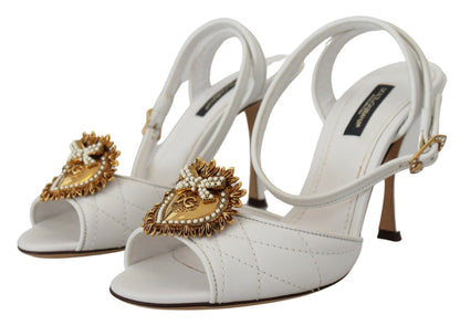 Dolce &amp; Gabbana Weiße Devotion verzierte Sandalenschuhe