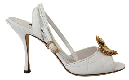 Dolce &amp; Gabbana Weiße Devotion verzierte Sandalenschuhe