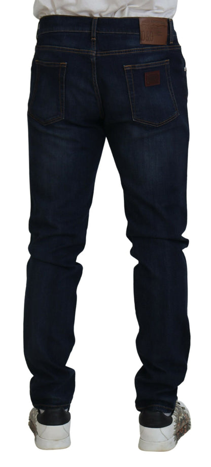 Dolce &amp; Gabbana Dunkelblaue Skinny-Denim-Jeans aus Baumwollstretch