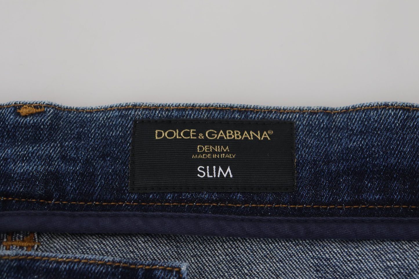 Blaue Dolce &amp; Gabbana-Jeans aus zerfetztem Baumwoll-Stretch-Slim-Denim