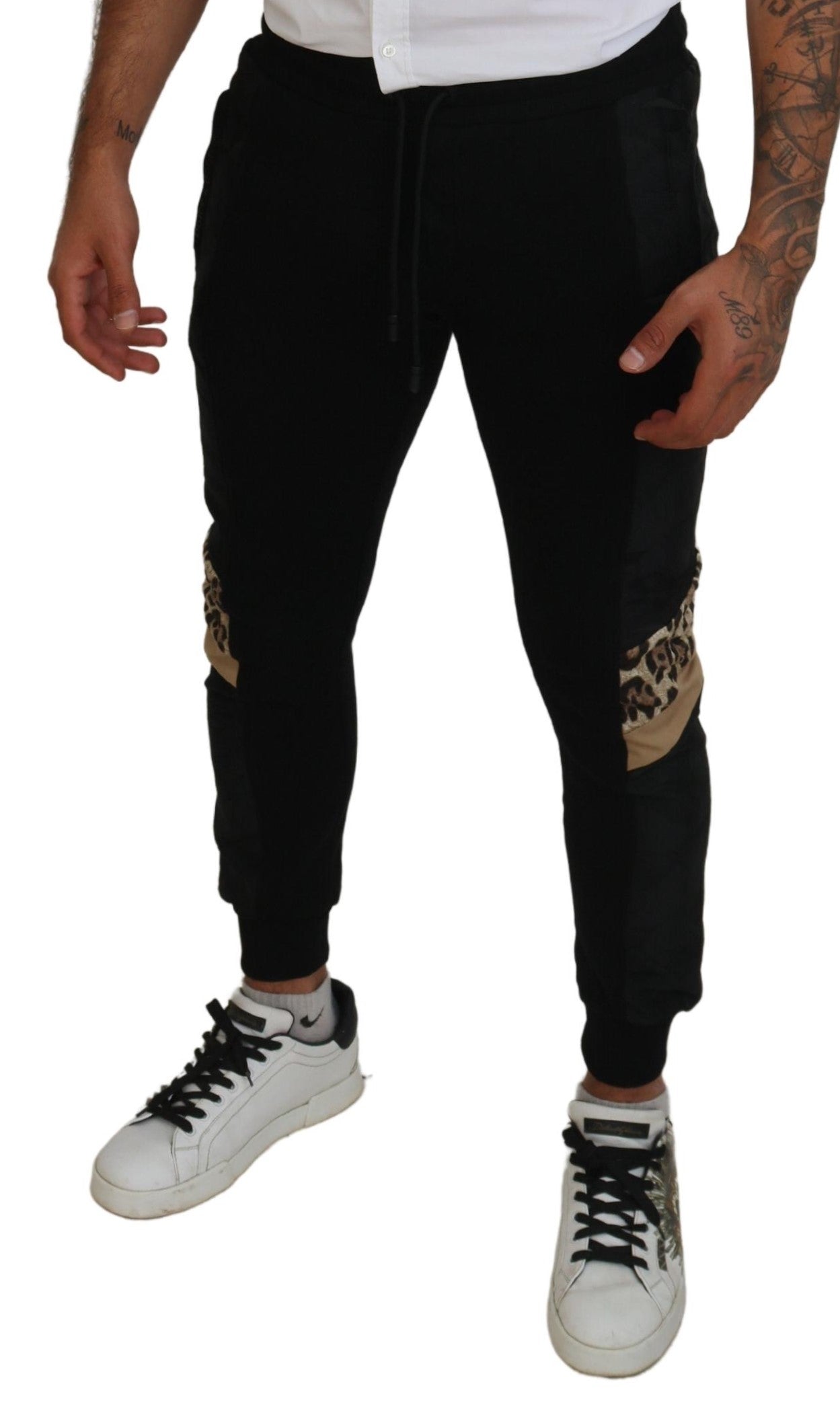 Dolce &amp; Gabbana Schwarze Polyester Skinny Jogger Herrenhose