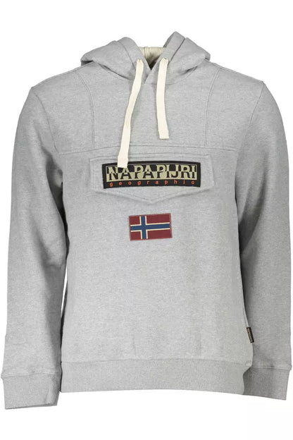 Napapijri Chic Gray Half-Zip Hooded Sweatshirt