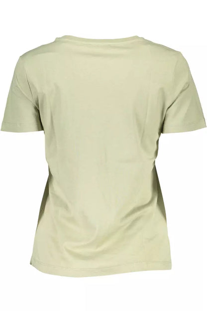 Guess Jeans Chic Green Logo Tee with Wide Neckline