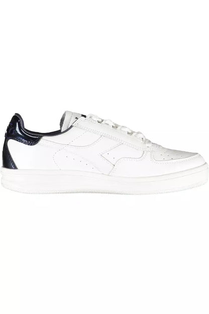 Diadora Elegant White Lace-Up Sneakers with Contrast Detail