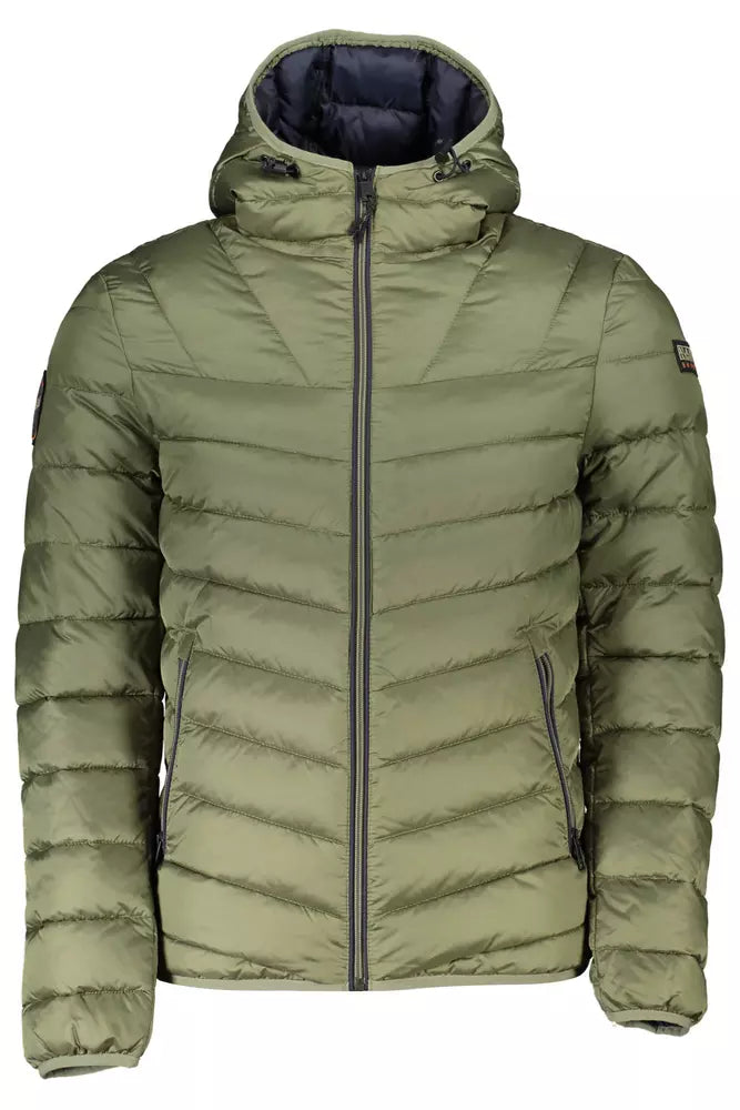 Napapijri Sleek Polyamide Hooded Jacket in Green