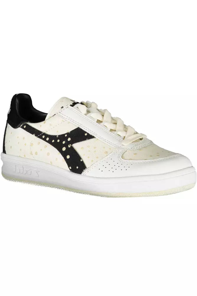 Diadora Elegant White Lace-Up Sneakers with Logo Accent