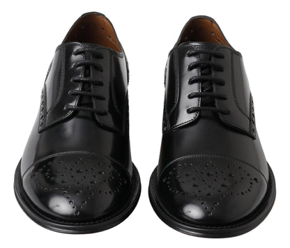 Dolce & Gabbana Black Leather Oxford Wingtip 공식 Derby Shoes