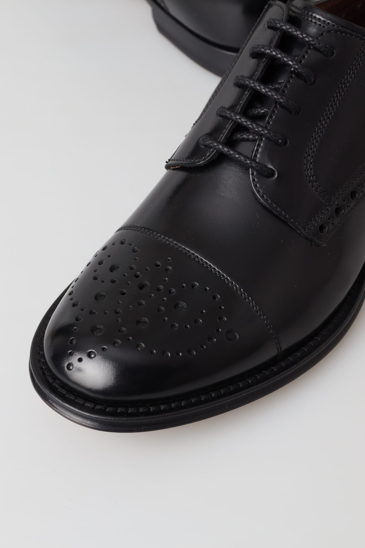 Dolce & Gabbana Black Leather Oxford Wingtip 공식 Derby Shoes