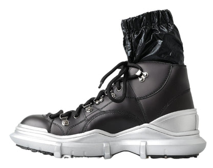 Dolce &amp; Gabbana Galileo High-Top-Sneakers aus schwarzem Nylon