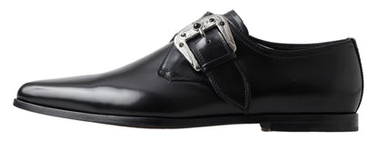 Dolce & Gabbana Black Leather Monk Strap 드레스 형식 신발