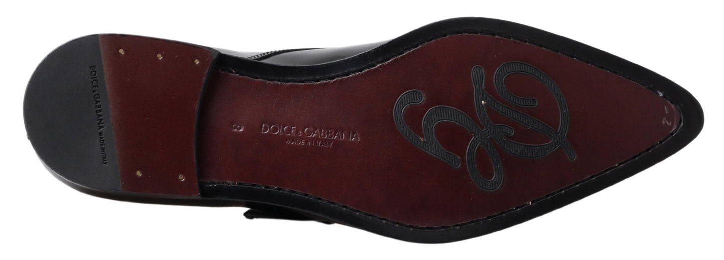 Dolce & Gabbana Black Leather Monk Strap 드레스 형식 신발