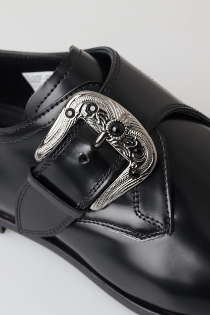 Dolce & Gabbana Black Leather Monk Strap 드레스 형식 신발