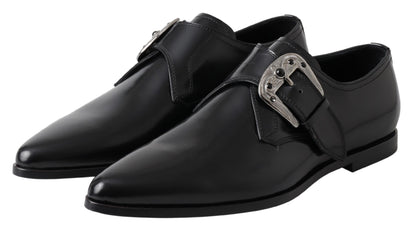 Dolce & Gabbana Black Leather Monk Strap 드레스 형식 신발