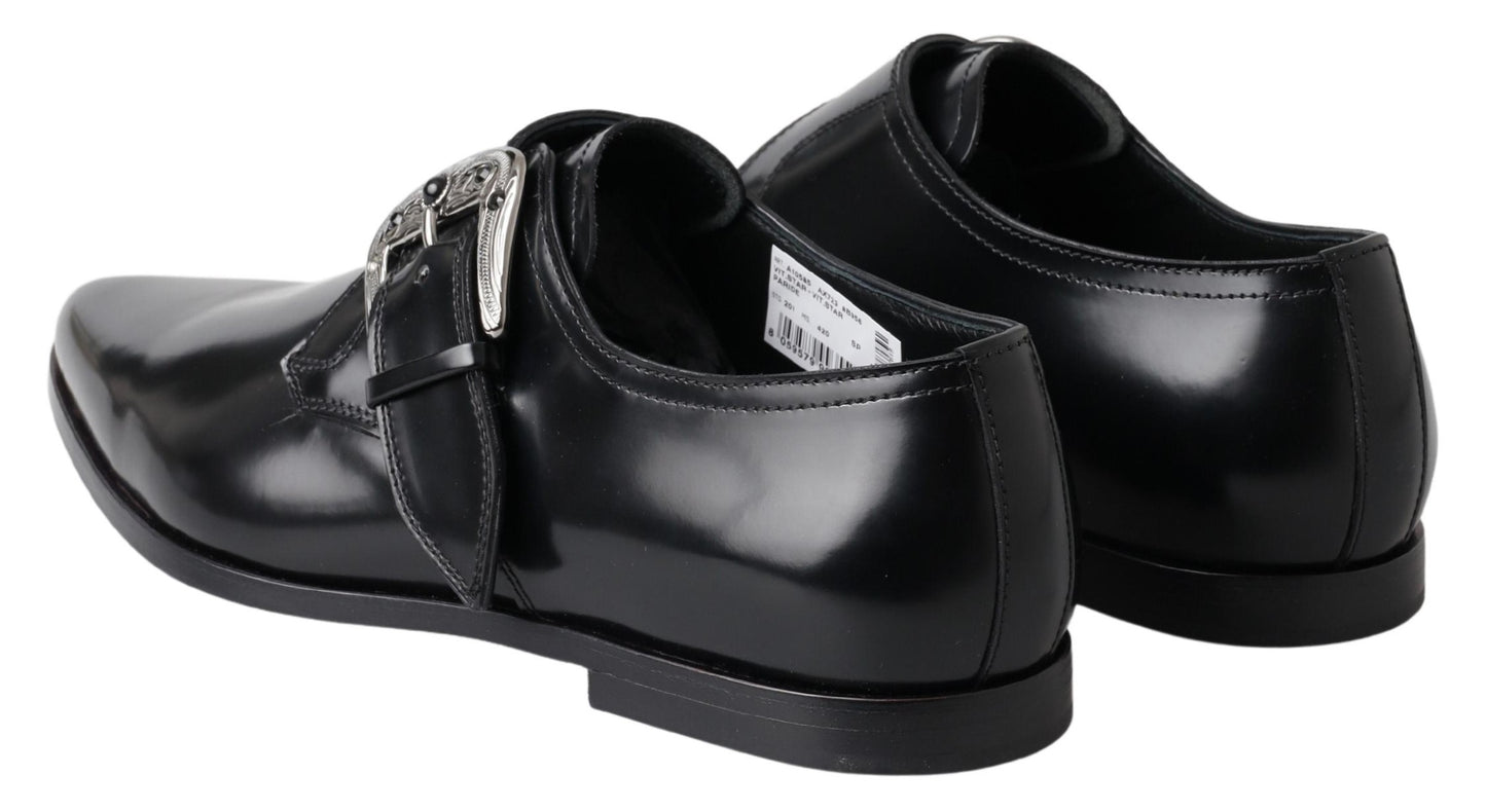 Dolce & Gabbana Black Leather Monk Strap 드레스 형식 신발