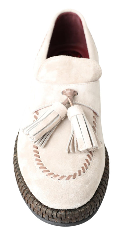 Dolce & Gabbana 아이보리 스웨이드 가죽 남자 Espadrille 신발