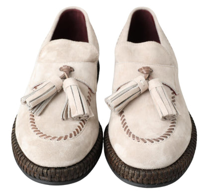 Dolce & Gabbana 아이보리 스웨이드 가죽 남자 Espadrille 신발