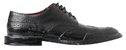 Dolce & Gabbana Black Leather Oxford Wingtip 공식 Derby Shoes