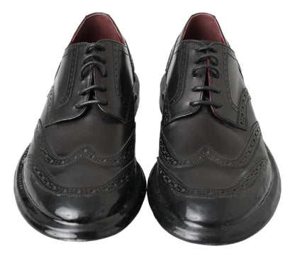 Dolce & Gabbana Black Leather Oxford Wingtip 공식 Derby Shoes