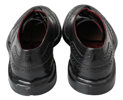 Dolce & Gabbana Black Leather Oxford Wingtip 공식 Derby Shoes