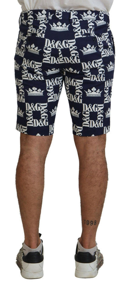 Blaue Chino-Shorts aus Baumwolle mit Logo-Print von Dolce &amp; Gabbana