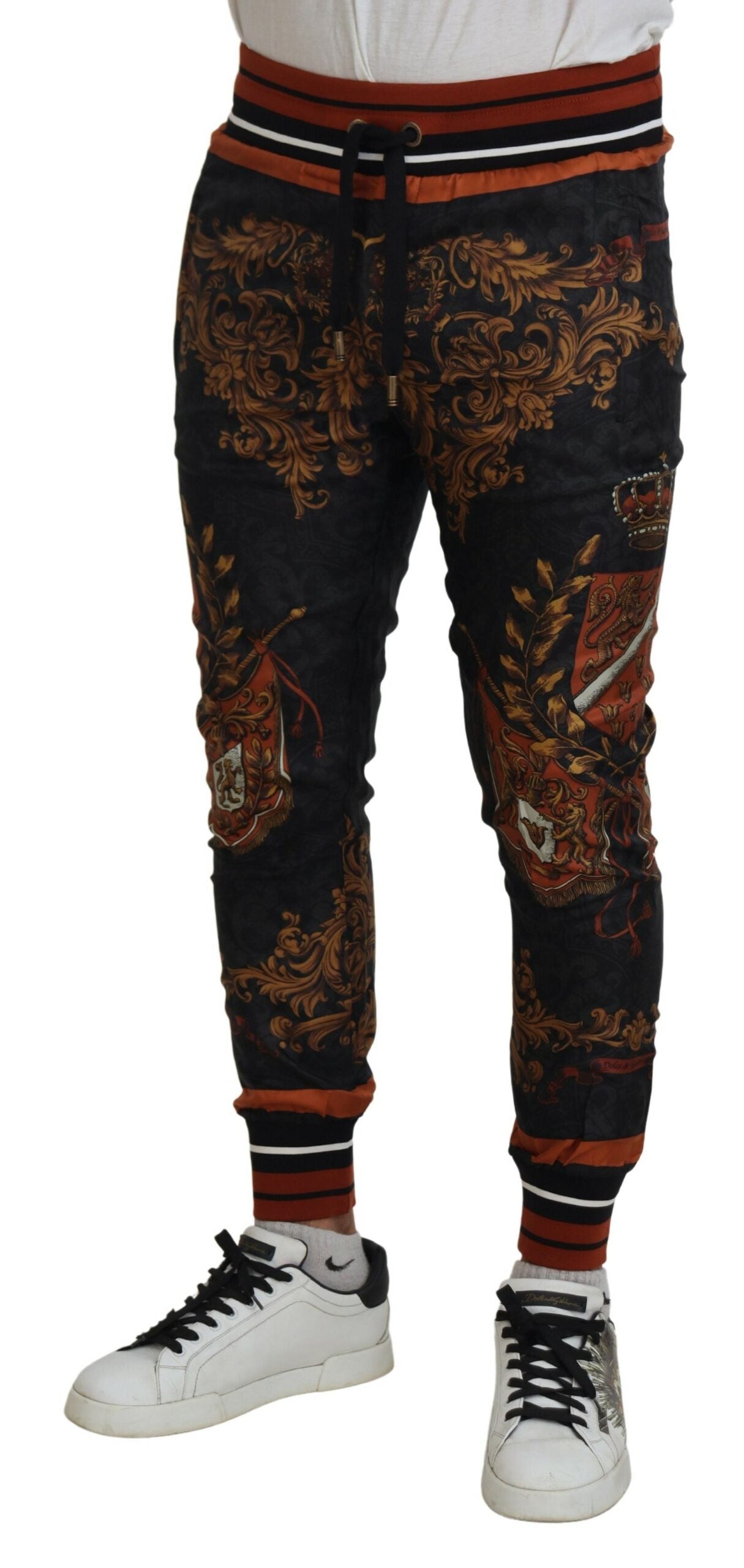 Dolce & Gabbana Baroque Crown Silk Sweatpants