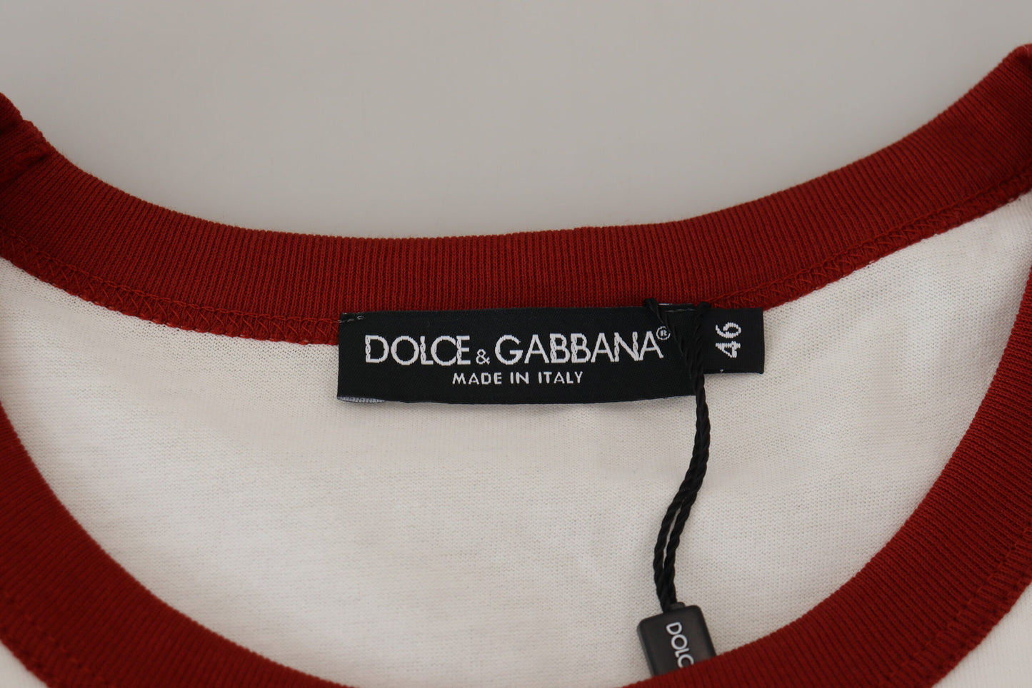 Dolce & Gabbana Cotton White 로고 프린트 크루 넥 티셔츠