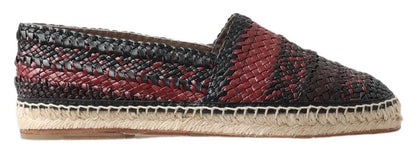 Dolce &amp; Gabbana Espadrille-Schuhe aus schwarzem Bordeaux-Büffelleder