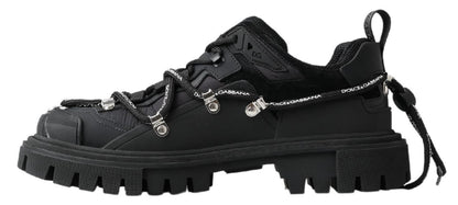 Schwarze Trekking-Derby-Logo-Sneaker von Dolce &amp; Gabbana