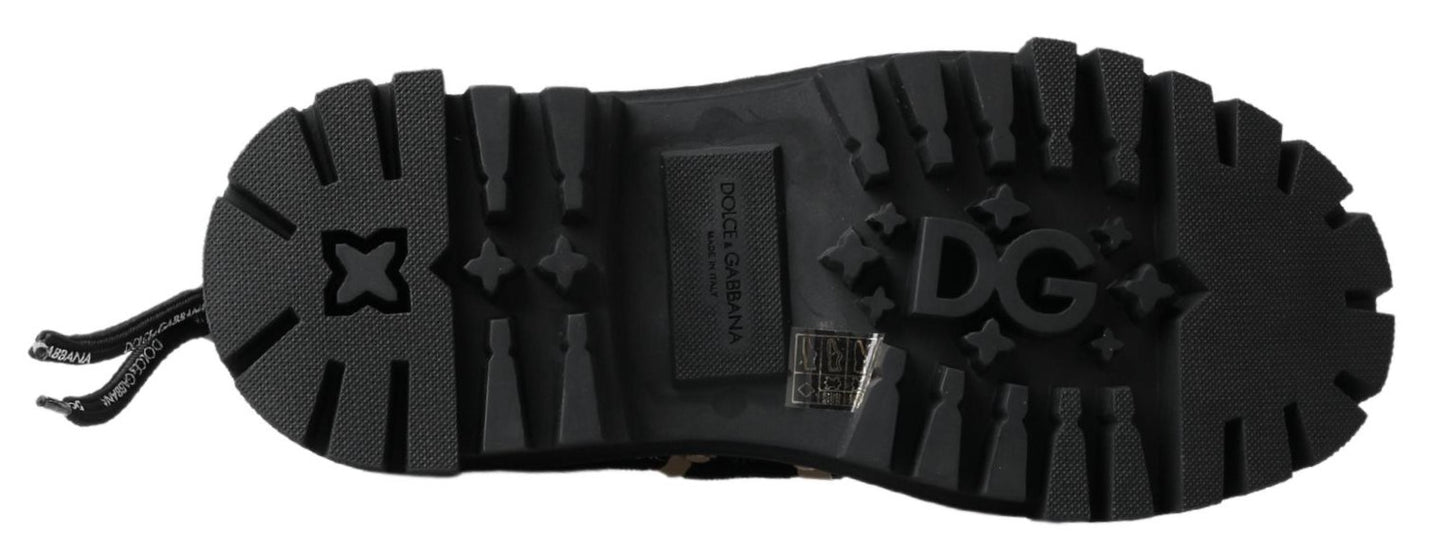 Schwarze Trekking-Derby-Logo-Sneaker von Dolce &amp; Gabbana