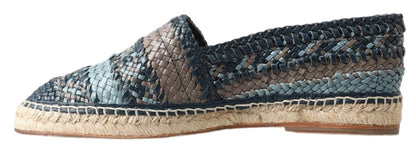 Dolce & Gabbana Blue Grey Leather Buffalo Espadrille 신발