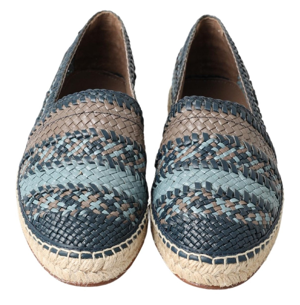 Dolce & Gabbana Blue Grey Leather Buffalo Espadrille 신발